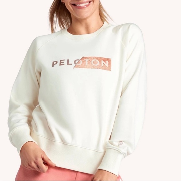 Peloton Platform Pullover Embroidered Cream Crew Sweatshirt - Picture 2 of 10